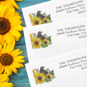 Crow in Autumn Flowers Thanksgiving Return Address Label