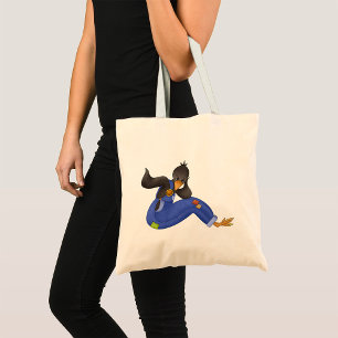 Crow in Blue Overalls Tote Bag