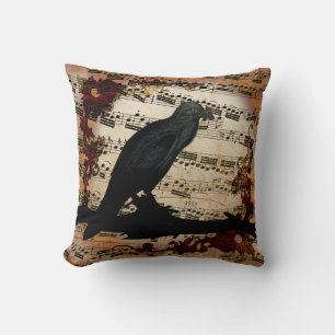 Crow in Rustic Music Cushion