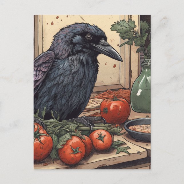 Crow in the Kitchen Postcard (Front)