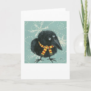 Crow in the Snow Holiday Card