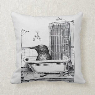 Crow In Vintage Bathtub Cushion