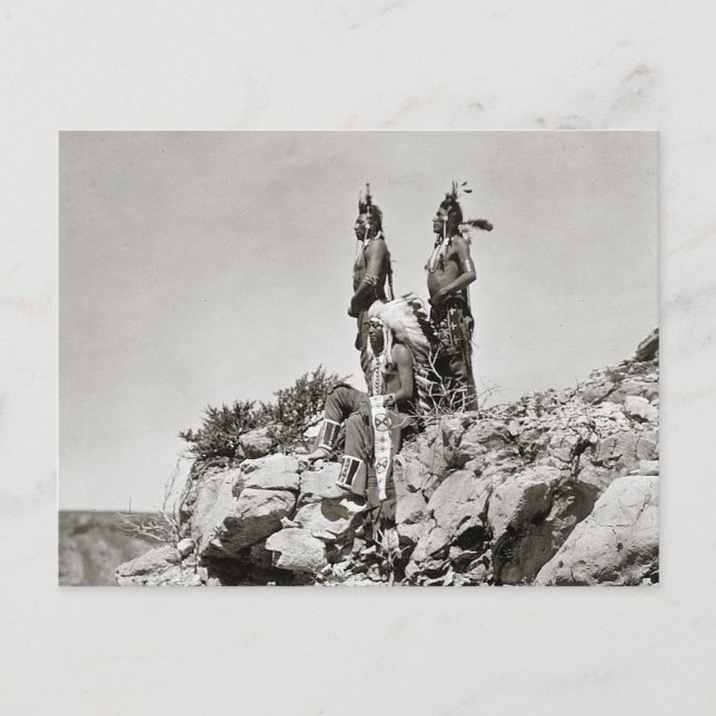 Crow Indians On Cliff, 1905 Postcard (Front)
