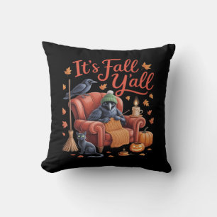 Crow It’s Fall Y’all Pumpkins Fall Autumn Hallowee Cushion