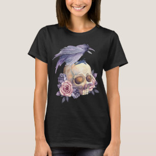 Crow Line Art Crows Raven Bird Ornithologist Birdw T-Shirt