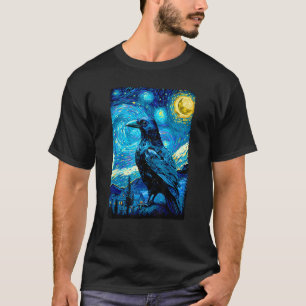 Crow Lover Raven Starry Night Style Painting, Van T-Shirt