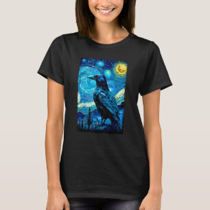 Crow Lover Raven Starry Night Style Painting, Van T-Shirt