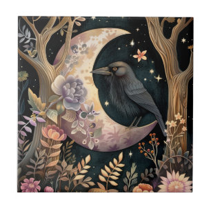 Crow Moon Ceramic Tile