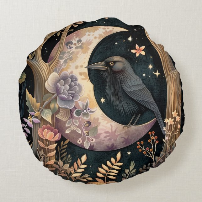 Crow Moon Round Cushion (Back)