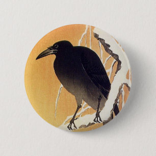 Crow on a Branch by Ohara Koson Vintage 6 Cm Round Badge