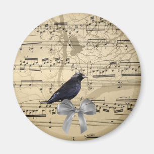 Crow on a music sheet magnet