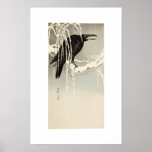 Crow on a Snowy Branch by Ohara Koson Poster