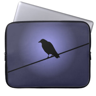 Crow on a Telephone Wire Laptop Sleeve