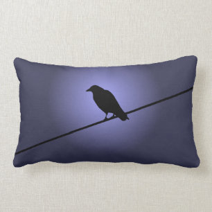 Crow on a Telephone Wire Lumbar Cushion