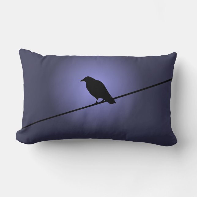 Crow on a Telephone Wire Lumbar Cushion (Front)