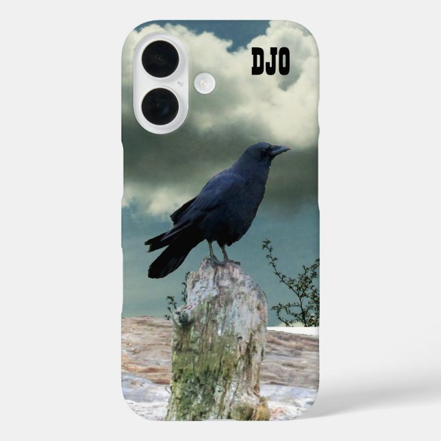 Crow on Driftwood  your initials Case-Mate iPhone Case (Back)