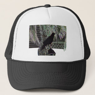 Crow on Lantern Trucker Hat