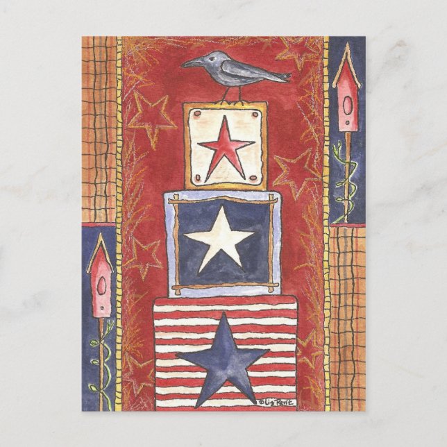 Crow on Stars Postcard (Front)