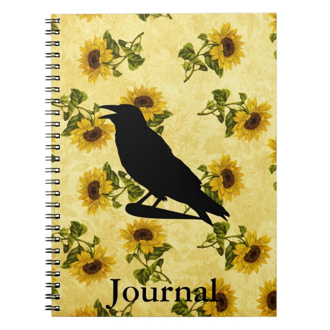 Crow on Sunflowers Notebook (Front)