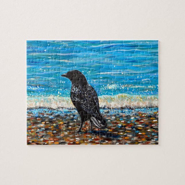 Crow on the Beach 2 Painting Jigsaw Puzzle (Horizontal)