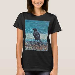 Crow on the Beach Painting T-Shirt