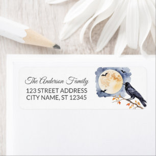 Crow on Tree with Moon Halloween Return Address  Label