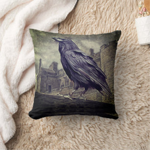 Crow Pillow Wall Cityscape