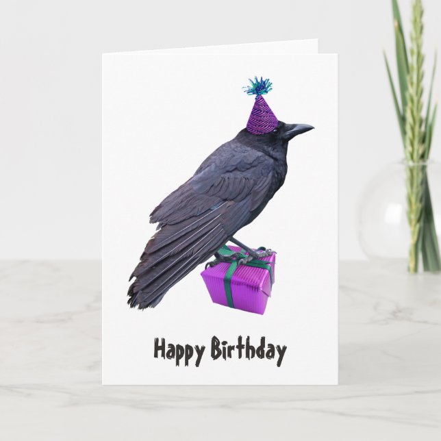 Crow Present Birthday Card (Front)