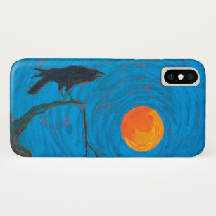 Crow Raven and Full Moon iPhone X Case