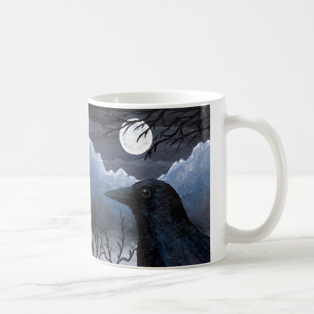 Crow Raven Bird 58 Moon Coffee Mug (Right)