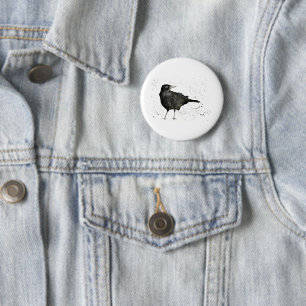 Crow raven bird button