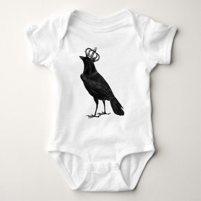 CROW Raven Crown Black Bird Birds Baby Bodysuit (Front)