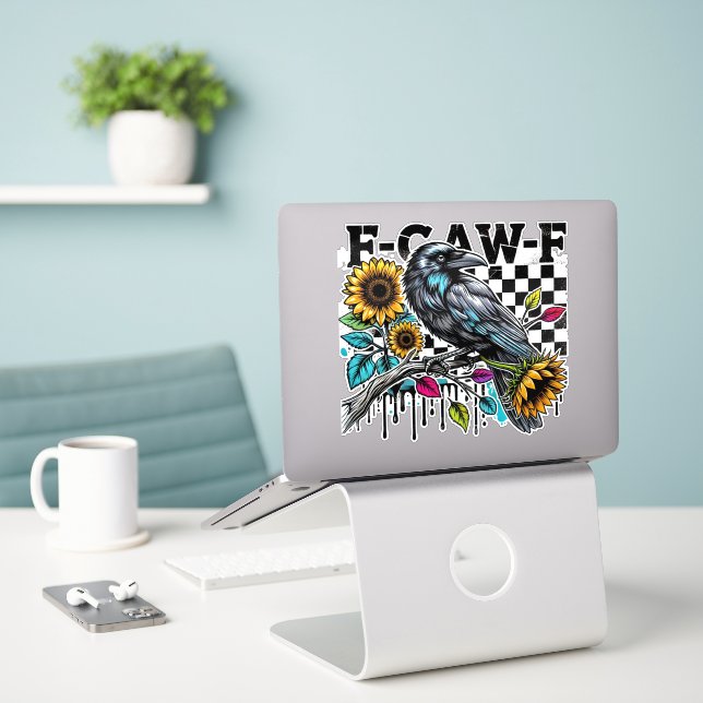 Crow Raven F-CAW-F Funny Halloween (Laptop On Desk)