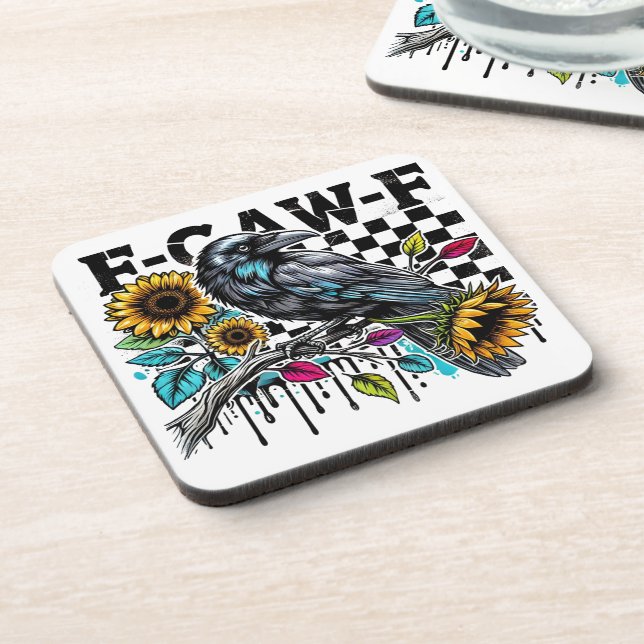 Crow Raven F-CAW-F Funny Halloween Coaster (Left Side)