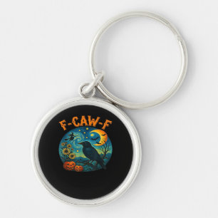 Crow Raven F-Caw-F Funny Halloween Gothic Checkere Key Ring