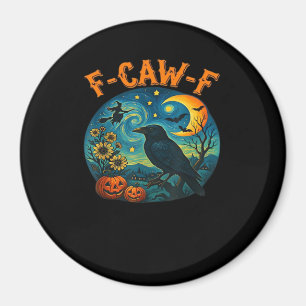 Crow Raven F-Caw-F Funny Halloween Gothic Checkere Magnet