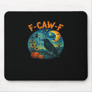 Crow Raven F-Caw-F Funny Halloween Gothic Checkere Mouse Pad