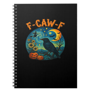 Crow Raven F-Caw-F Funny Halloween Gothic Checkere Notebook