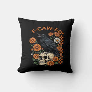Crow Raven F-Caw-F Funny Halloween Gothic Creative Cushion
