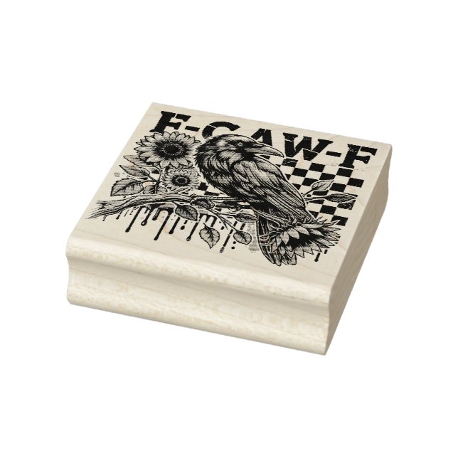 Crow Raven F-CAW-F Funny Halloween Rubber Stamp (Stamp)
