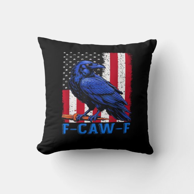 Crow Raven Funny F-Caw-F Minimal Clean Cushion (Front)