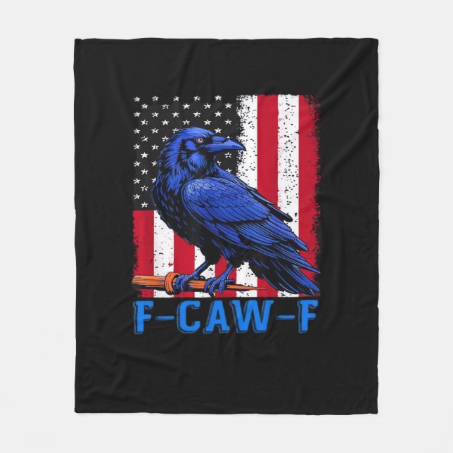 Crow Raven Funny F-Caw-F Minimal Clean Fleece Blanket (Front)