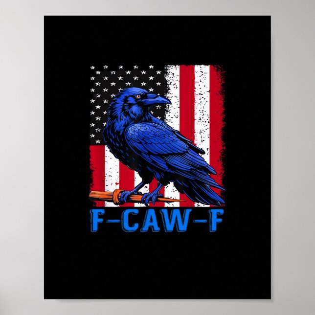 Crow Raven Funny F-Caw-F Minimal Clean Poster (Front)