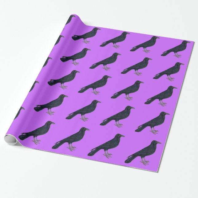 Crow Raven Gift-Wrap Wrapping Paper (Unrolled)