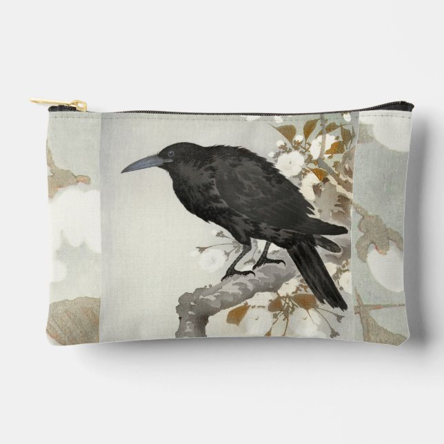 Crow Raven Koson Japanese Bird Accessory Pouch (Front)