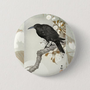 Crow Raven Koson Japanese Bird Crow 6 Cm Round Badge