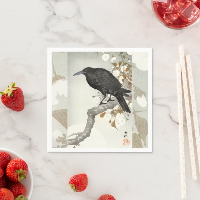 Crow Raven Koson Japanese Bird Napkin (Insitu)