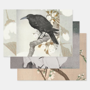 Crow Raven Koson Japanese Bird Wrapping Paper Sheet