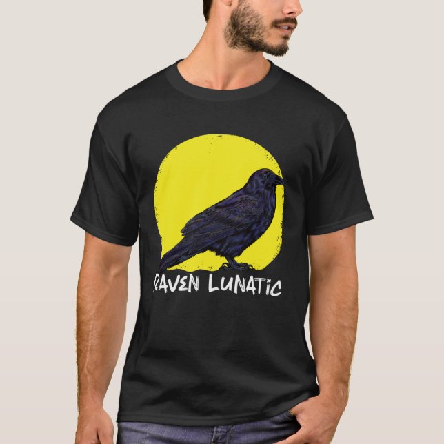 Crow Raven Moon Lunar Lunatic Crow Fan Crow Animal T-Shirt (Front)