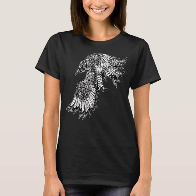 Crow Raven Norse Mythology Viking Nordic Symbol Cu T-Shirt (Front)